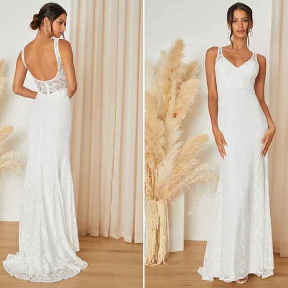 Lulus Dresses & Skirts - LULUS Bridal Wedding Elegant Sophisticated Sexy Floral Lace Mermaid Trum…